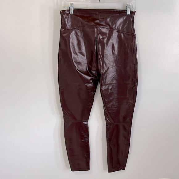 Spanx Faux Patent Leather Leggings Burgundy - Picture 5 of 13